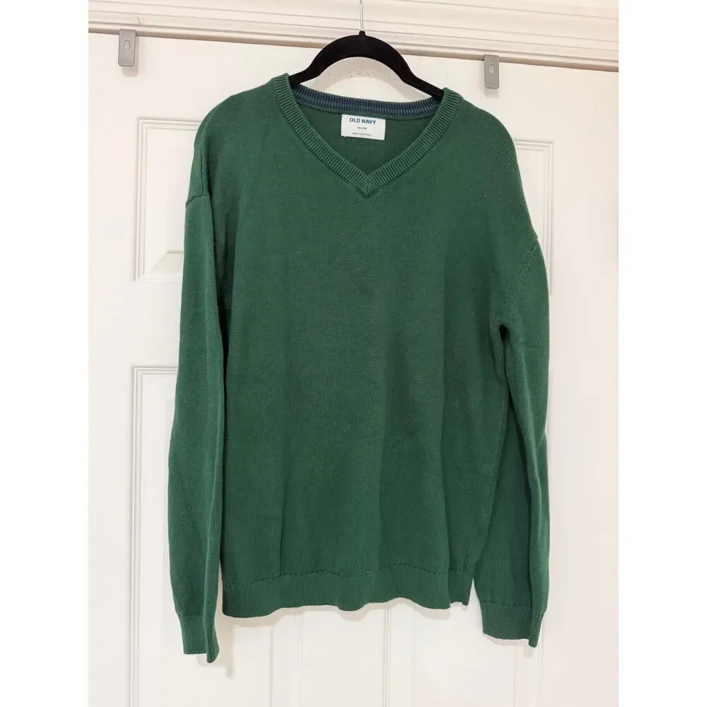 Old Navy - Boys - School Uniform Solid V-Neck Sweater - Green - Size XXL